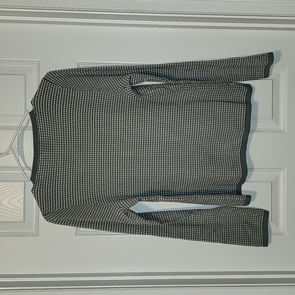 ANN Taylor Factory Teal and White Zippered Cardigan, Size Large - Picture 3 of 5